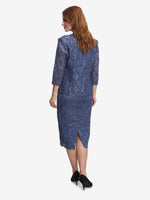 Kayla Midi Length Sequin Lace Dress With Illusion Sleeve Jacket