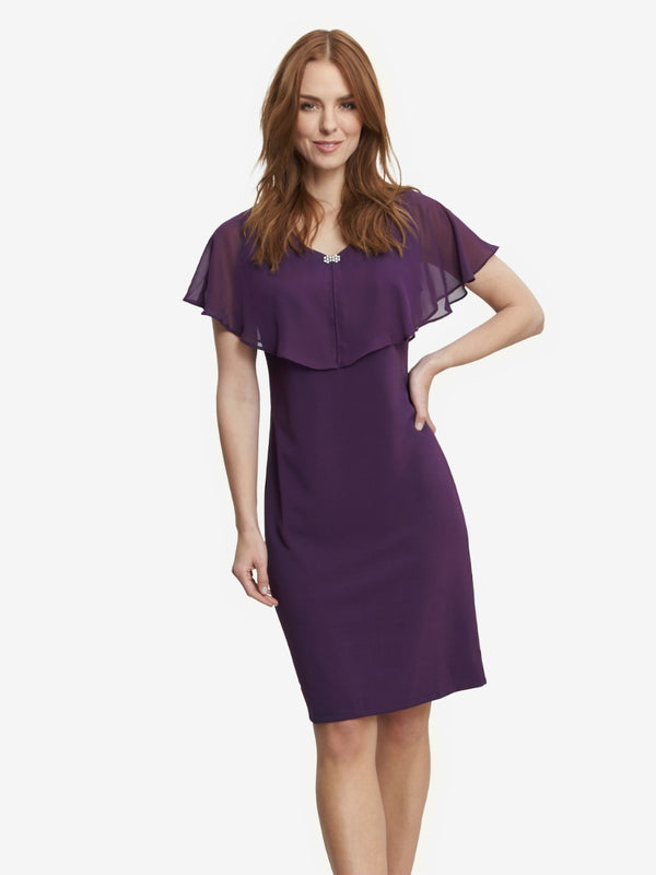 Devlyn V-Neck Sheath Dress With Popover Bodice And Embellishment Detail