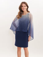 Shyla Foil Cape Chiffon Cocktail Dress