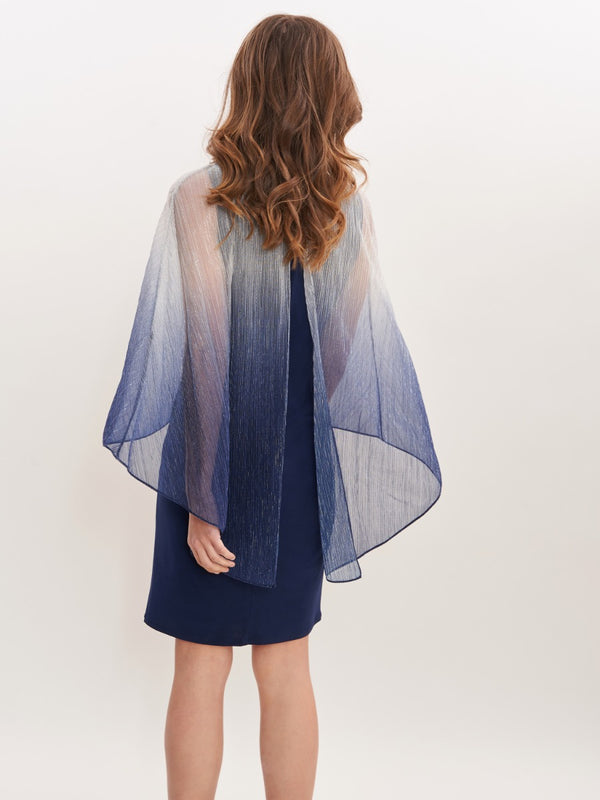 Shyla Foil Cape Chiffon Cocktail Dress