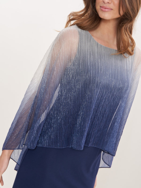 Shyla Foil Cape Chiffon Cocktail Dress