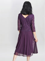 Rona Midi-Length Dress With Lace Bodice & Chiffon Skirt