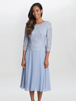 Rona Midi-Length Dress With Lace Bodice & Chiffon Skirt