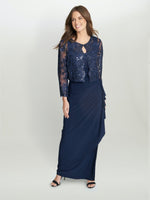 Meridith Embroidered Lace 2-Piece Scoop Neck 3/4 Sleeve Jacket Dress