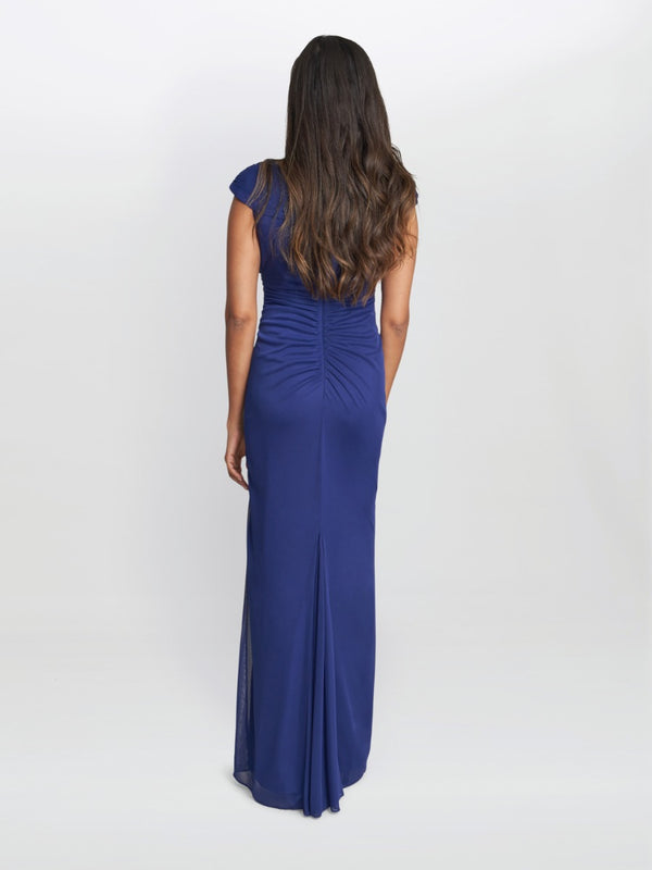 Viktoria Metallic Knit Column Maxi Dress