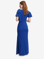 Deidre Metallic Maxi Dress With V-Neck And Bow At Sleeve