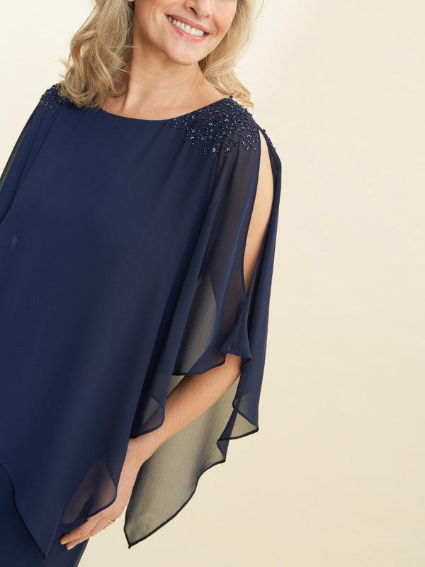 Zenna Beaded Shoulder Chiffon Dress