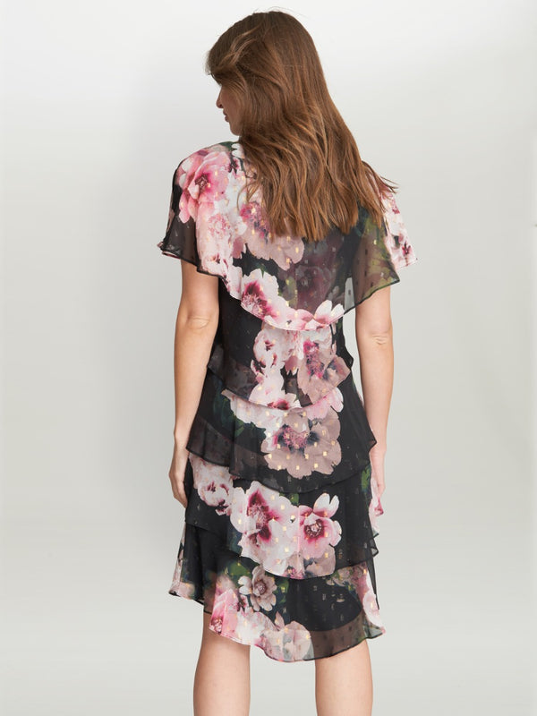 Olivie Printed Floral Tier Dress