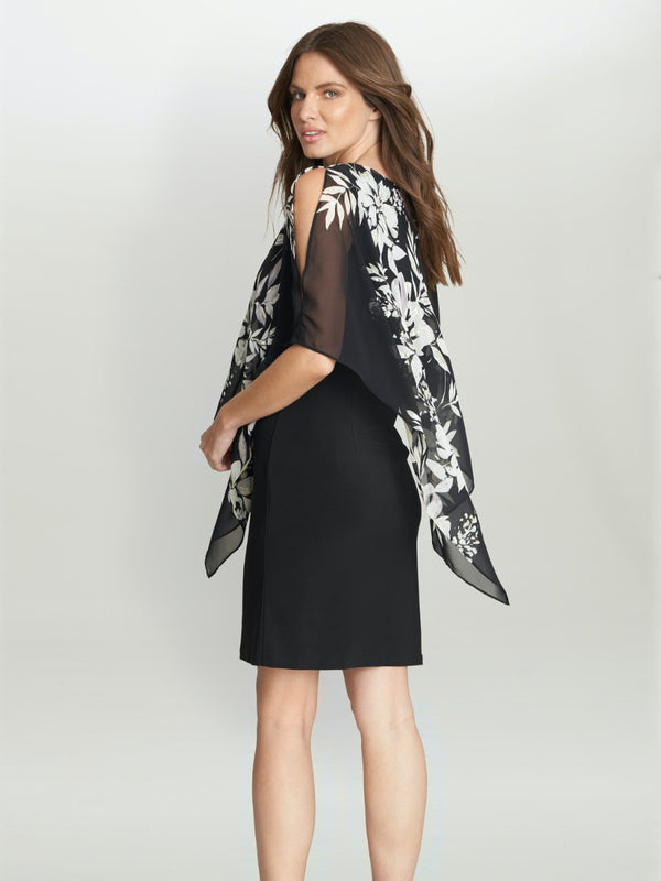 Kiya Asymmetric Dress With Printed Foil Detail