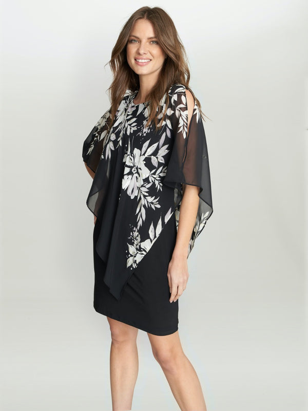 Kiya Asymmetric Dress With Printed Foil Detail