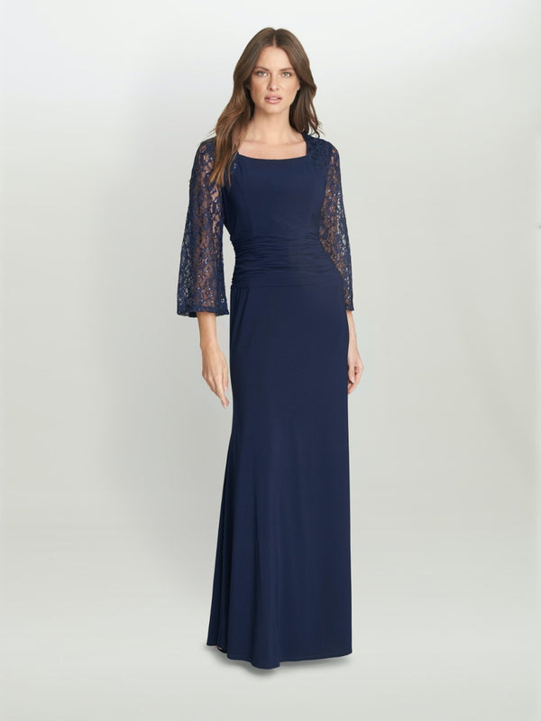 Atalanta Sequin Lace Sleeved Maxi Dress