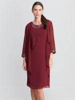 Joseline Chiffon Jacket Dress With Beaded Neckline