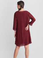 Joseline Chiffon Jacket Dress With Beaded Neckline