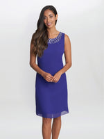 Joseline Short Chiffon Jacket Dress With Beaded Neckline