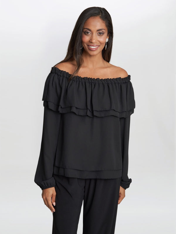 Tamora Blouse With Tiered Elastic Neckline