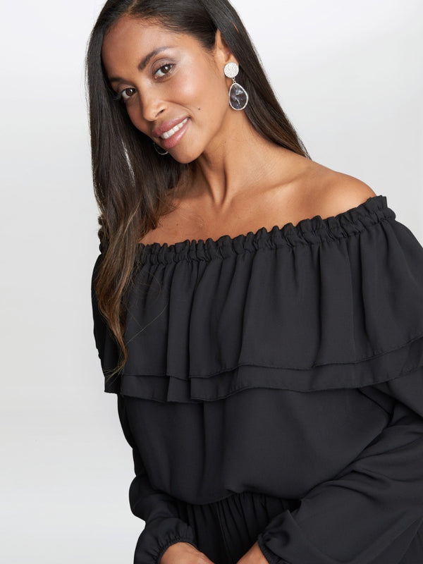 Tamora Blouse With Tiered Elastic Neckline