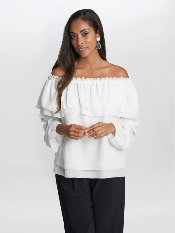 Tamora Blouse With Tiered Elastic Neckline