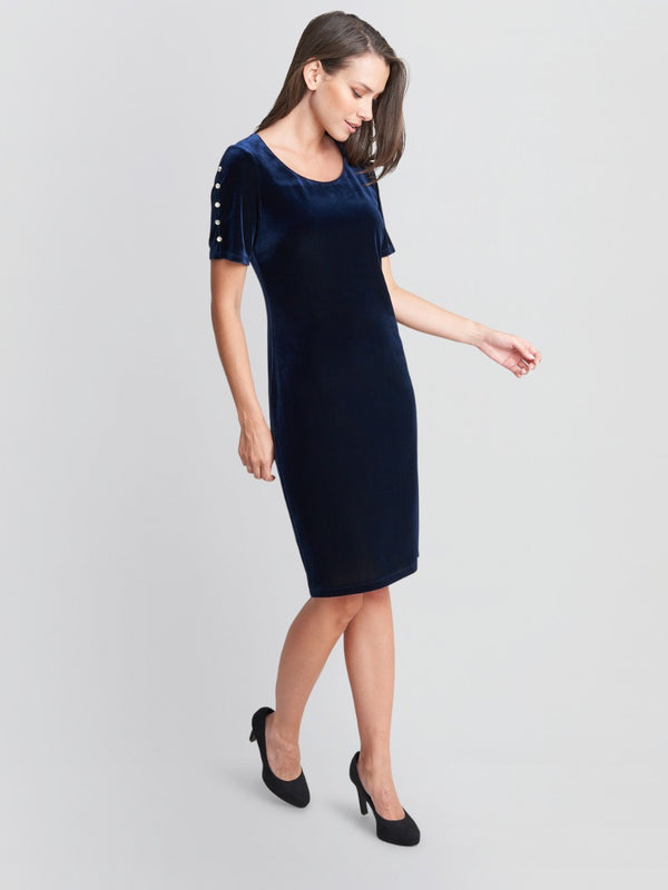 Deanna Velvet Scoop Neck Dress With Embellishment Detail