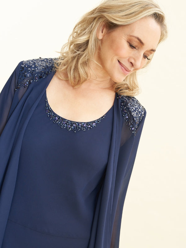 Lilibeth Sequin Beaded Shoulder Jacket Dress