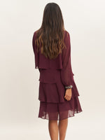 Sakura Long Sleeved Tiered Dress With Rhinestone Beading At Cuff