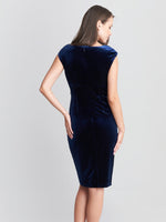 Jeanie Velvet Cowl Neck Dress With Embellished Hip