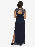 Eleanor Maxi Mesh Dress With Metallic Lace & Cutout Back