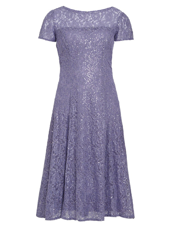 Genny Cap Sleeve Midi Length Sequin Lace Dress