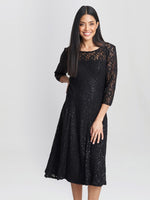 Elianna Midi-Length Sequin Lace 3/4 Sleeve Cocktail Dress