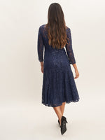 Elianna Midi-Length Sequin Lace 3/4 Sleeve Cocktail Dress