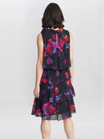 Neesha Sleeveless Printed Tiered Dress With Tie Neck