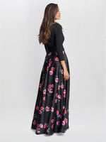 Athena Print Floral Satin And Jersey Dress