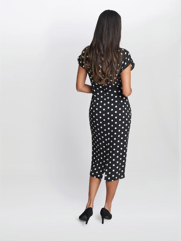 Jemima Spot Print Satin Dress With Buckle