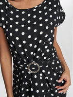 Jemima Spot Print Satin Dress With Buckle