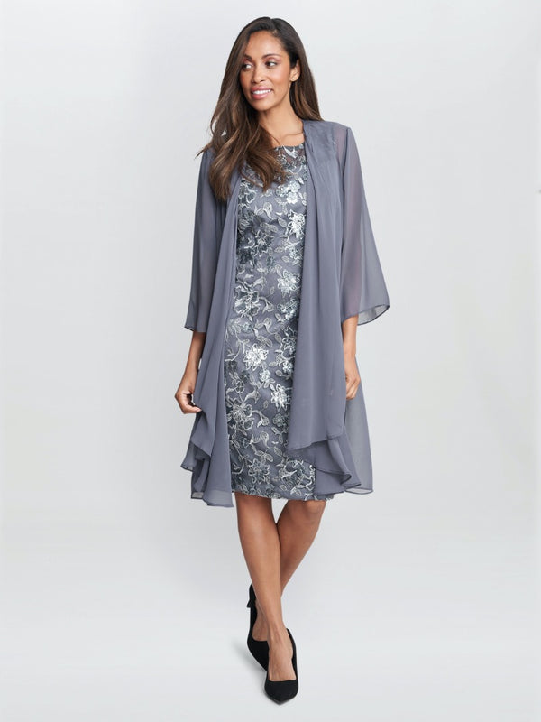 Gladys Embroidered Shift Dress And Jacket