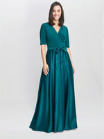 Luna Satin Maxi Dress With Jersey Bodice