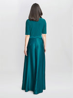 Luna Satin Maxi Dress With Jersey Bodice