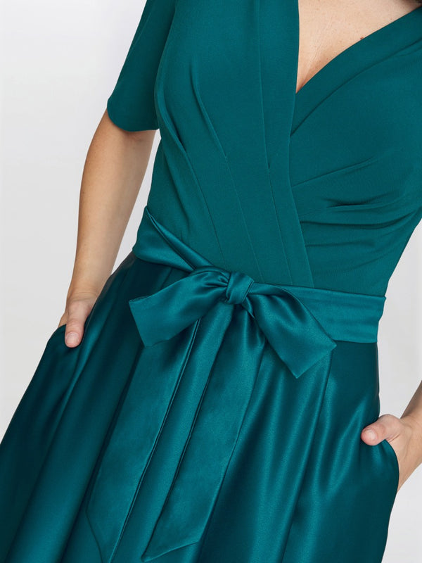 Luna Satin Maxi Dress With Jersey Bodice