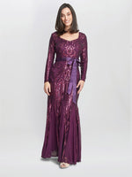 Gwen Long-Sleeved Sequined Gown