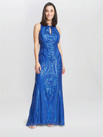 Natalie Sequin Beaded Keyhole Maxi Dress