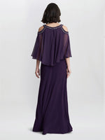 Audrey Cold Shoulder Popover Gown With Beaded Neckline