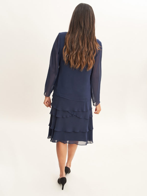 Camira Lace Shoulder Bead Tier Jacket Dress