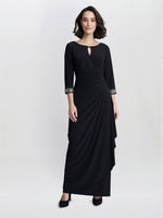 Jean Maxi Jersey A-Line Dress With Keyhole Neckline & Embellishment