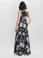 Lexi Printed Maxi Dress With Tie Neckline Detail