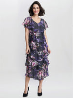 Leticia Floral Print Midi Tiered Dress