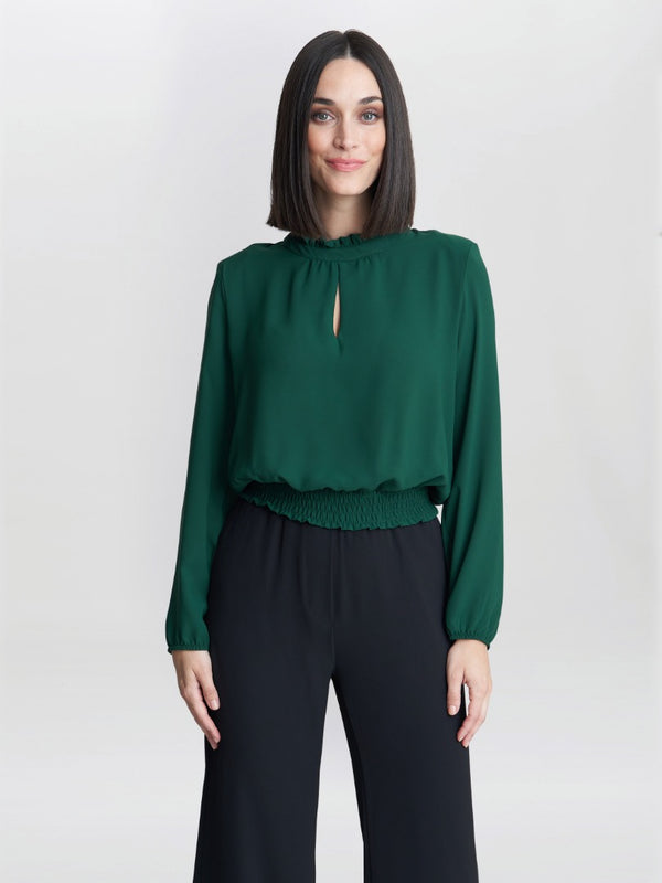 Jolene Frill Neck Top With Waist Shirring 