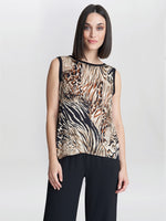 Erin Animal Print Satin Top With Knitted Back