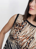 Erin Animal Print Satin Top With Knitted Back