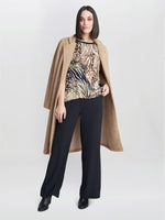 Erin Animal Print Satin Top With Knitted Back