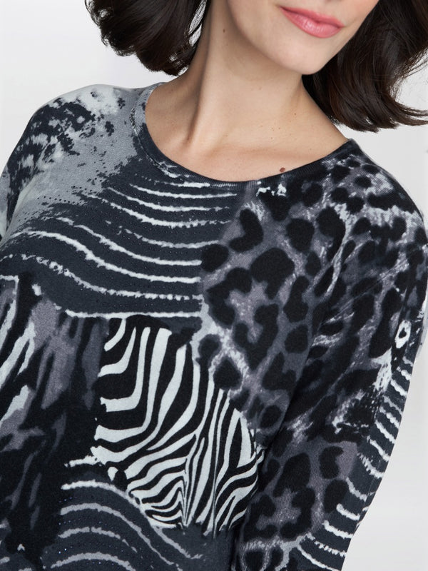 Riley Animal Print Jumper With Diamantes