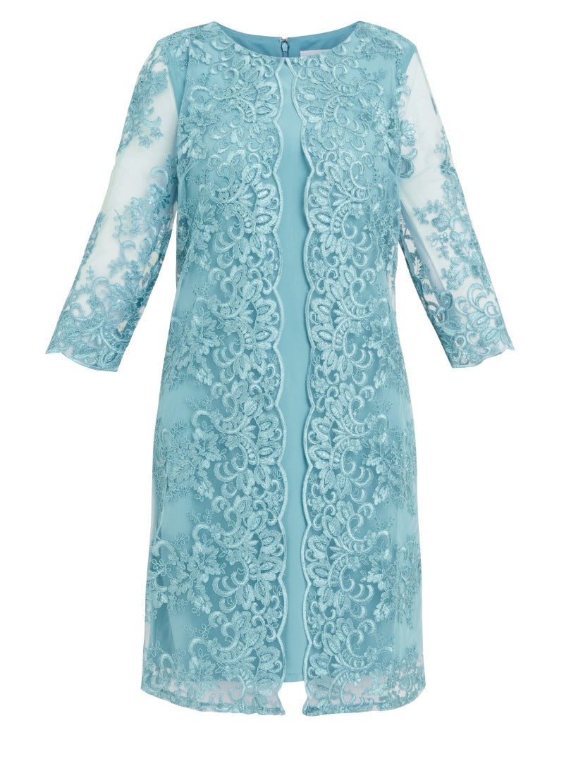 Jill Embroidered Lace Mock Jacket Dress – Gina Bacconi